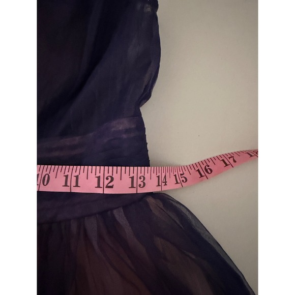 Mac Duggal Ombre Tulle V Neck Gown Navy Pink Formal Dress - Picture 8 of 9